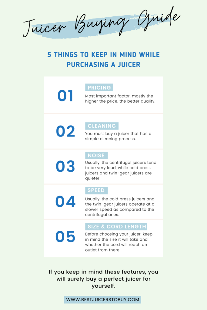 5 things to keep in mind while purchasing a juicer